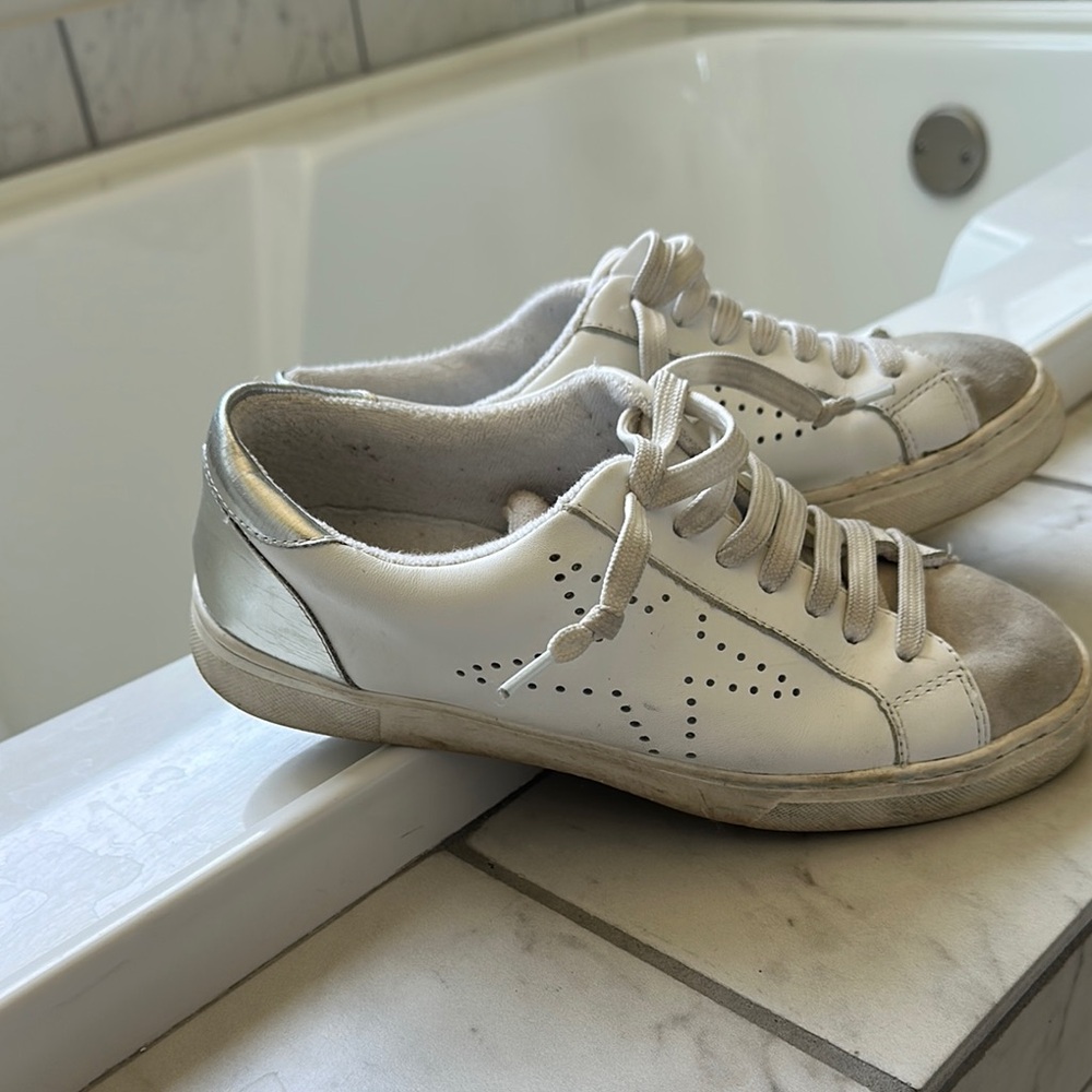 Steve Madden White and Silver Sneakers